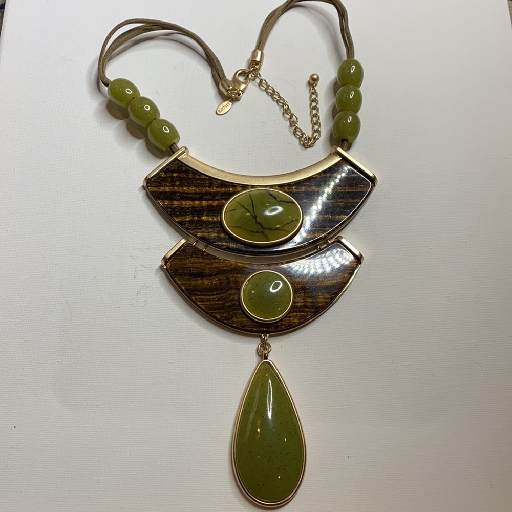 Chico’s Massive Jade Color Statement Necklace - image 2